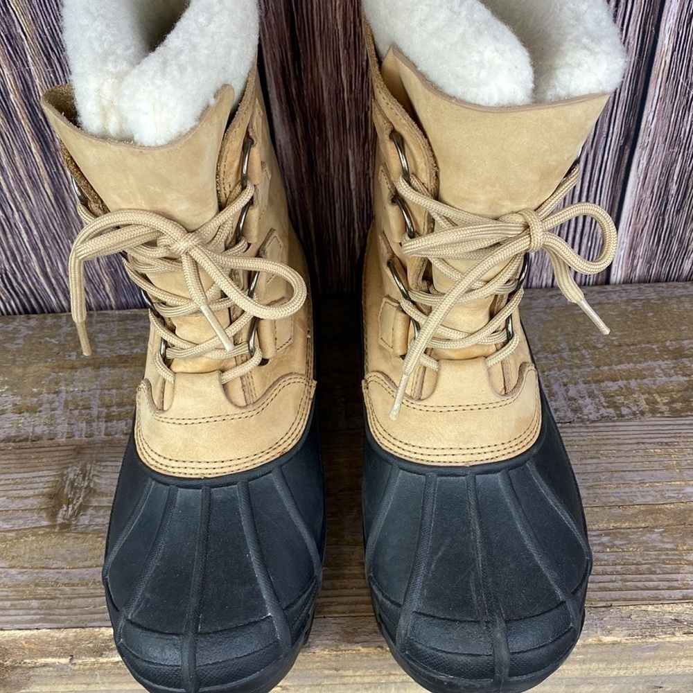 Sorel Badger II (NL1010-280) Camel Colored Leather Snow Boots  -Size 6 - Picture 4 of 9